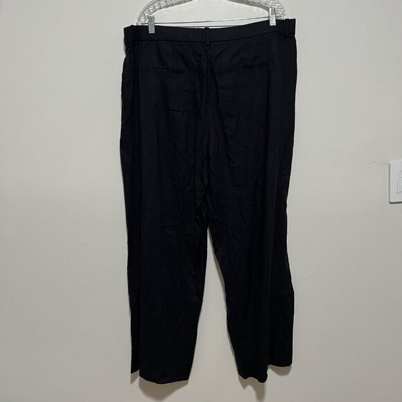 Abercrombie & Fitch NWT High Rise Ultra Wide Leg Linen Blend Black Pants Size 34 - Picture 4 of 8